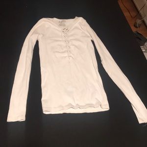 Free people White stretchy lace up long sleeve